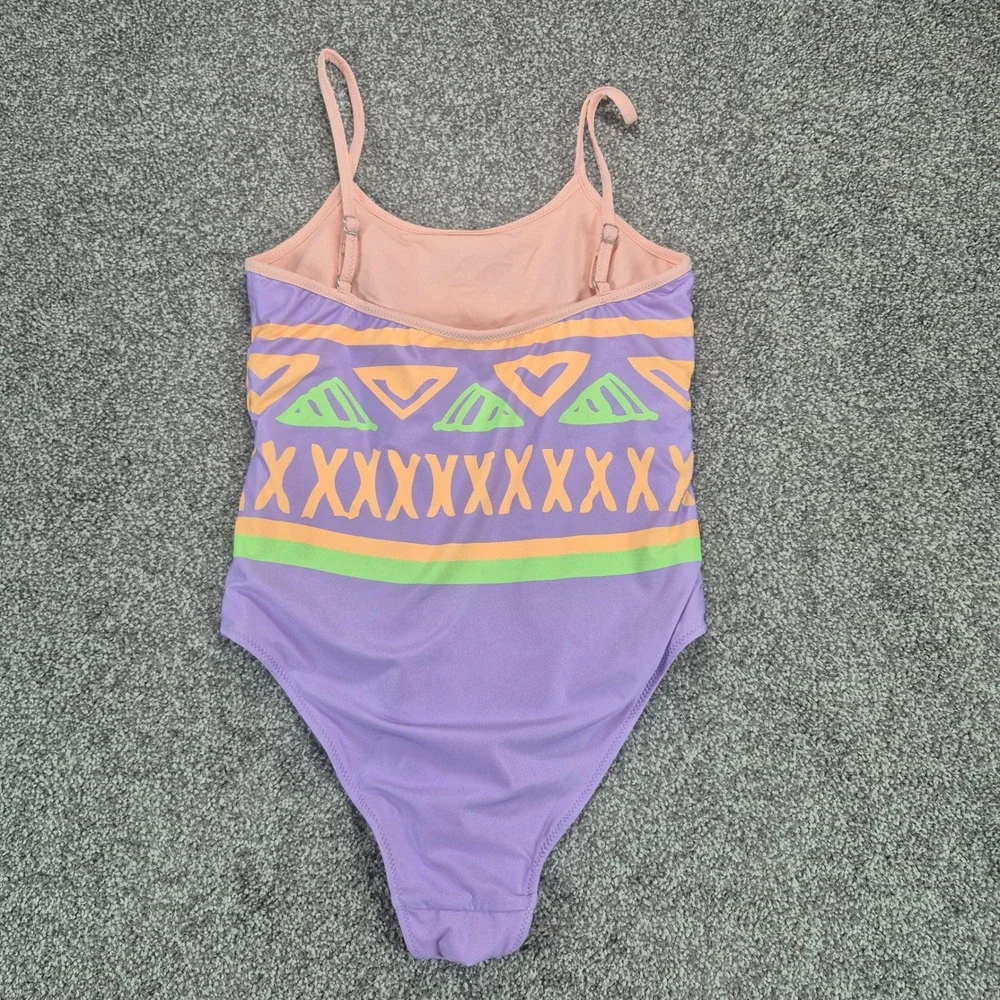 Chubbies Swimsuit Womens Medium Purple Geometric Retro One Piece Swimwear